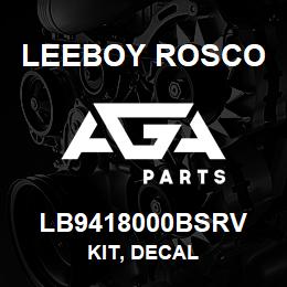 LB9418000BSRV Leeboy Rosco KIT, DECAL | AGA Parts