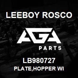 LB980727 Leeboy Rosco PLATE,HOPPER WI | AGA Parts