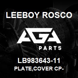 LB983643-11 Leeboy Rosco PLATE,COVER CP- | AGA Parts