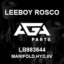 LB983644 Leeboy Rosco MANIFOLD,HYD,6V | AGA Parts