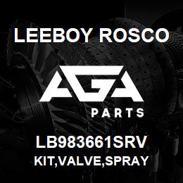 LB983661SRV Leeboy Rosco KIT,VALVE,SPRAY | AGA Parts