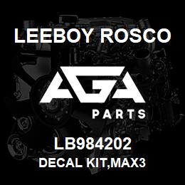 LB984202 Leeboy Rosco DECAL KIT,MAX3 | AGA Parts