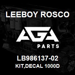 LB986137-02 Leeboy Rosco KIT,DECAL 1000D | AGA Parts