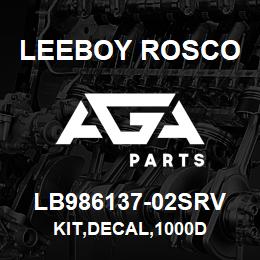 LB986137-02SRV Leeboy Rosco KIT,DECAL,1000D | AGA Parts