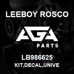 LB986625 Leeboy Rosco KIT,DECAL,UNIVE | AGA Parts