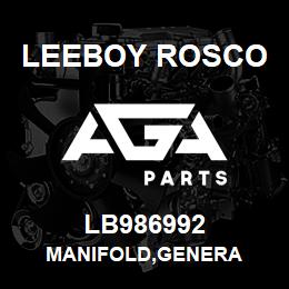 LB986992 Leeboy Rosco MANIFOLD,GENERA | AGA Parts