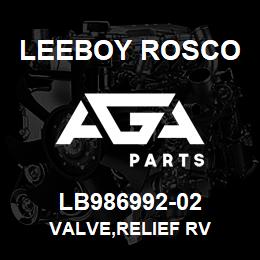 LB986992-02 Leeboy Rosco VALVE,RELIEF RV | AGA Parts