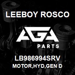 LB986994SRV Leeboy Rosco MOTOR,HYD,GEN D | AGA Parts