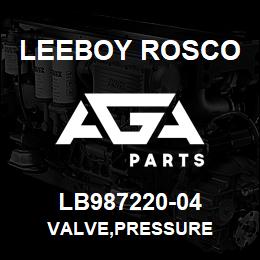 LB987220-04 Leeboy Rosco VALVE,PRESSURE | AGA Parts