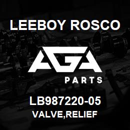 LB987220-05 Leeboy Rosco VALVE,RELIEF | AGA Parts