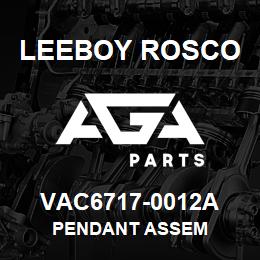 VAC6717-0012A Leeboy Rosco PENDANT ASSEM | AGA Parts