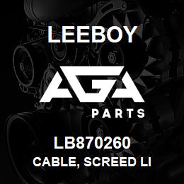 LB870260 Leeboy CABLE, SCREED LI | AGA Parts