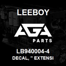 LB940004-4 Leeboy DECAL, " EXTENSI | AGA Parts