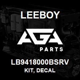 LB9418000BSRV Leeboy KIT, DECAL | AGA Parts