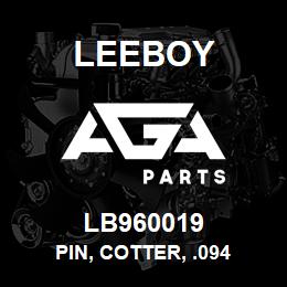 LB960019 Leeboy PIN, COTTER, .094 | AGA Parts