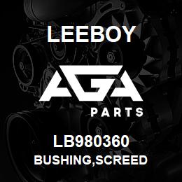 LB980360 Leeboy BUSHING,SCREED | AGA Parts