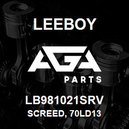 LB981021SRV Leeboy SCREED, 70LD13 | AGA Parts