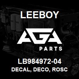 LB984972-04 Leeboy DECAL, DECO, ROSC | AGA Parts