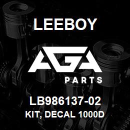 LB986137-02 Leeboy KIT, DECAL 1000D | AGA Parts