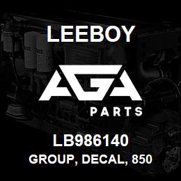 LB986140 Leeboy GROUP, DECAL, 850 | AGA Parts