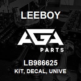 LB986625 Leeboy KIT, DECAL, UNIVE | AGA Parts