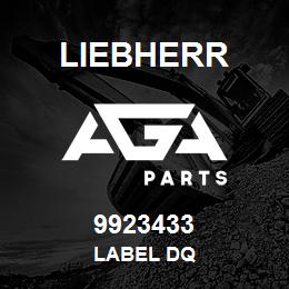 9923433 Liebherr LABEL DQ | AGA Parts