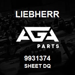 9931374 Liebherr SHEET DQ | AGA Parts