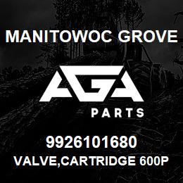 9926101680 Manitowoc Grove VALVE,CARTRIDGE 600PSI. | AGA Parts