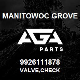 9926111878 Manitowoc Grove VALVE,CHECK | AGA Parts