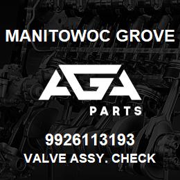 9926113193 Manitowoc Grove VALVE ASSY. CHECK | AGA Parts