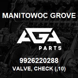 9926220288 Manitowoc Grove VALVE, CHECK (,10) | AGA Parts