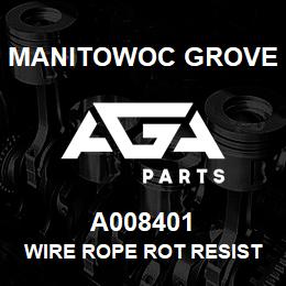 A008401 Manitowoc Grove WIRE ROPE ROT RESIST-960FT | AGA Parts