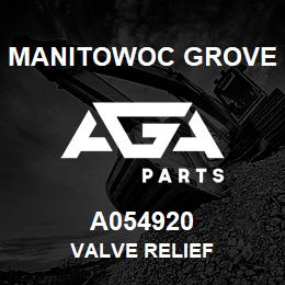 A054920 Manitowoc Grove VALVE RELIEF | AGA Parts