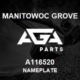 A116520 Manitowoc Grove NAMEPLATE | AGA Parts