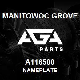 A116580 Manitowoc Grove NAMEPLATE | AGA Parts