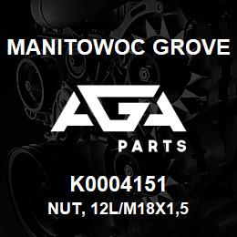 K0004151 Manitowoc Grove NUT, 12L/M18X1,5 | AGA Parts