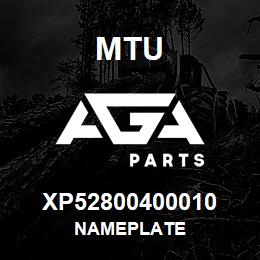 XP52800400010 MTU Nameplate | AGA Parts