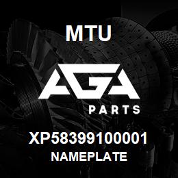 XP58399100001 MTU NAMEPLATE | AGA Parts