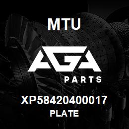 XP58420400017 MTU PLATE | AGA Parts