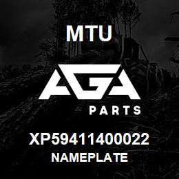 XP59411400022 MTU Nameplate | AGA Parts