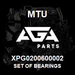 XPG0200600002 MTU SET OF BEARINGS | AGA Parts