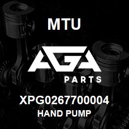 XPG0267700004 MTU HAND PUMP | AGA Parts