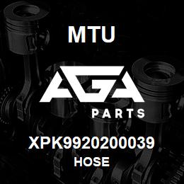 XPK9920200039 MTU HOSE | AGA Parts