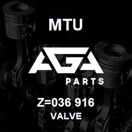 Z=036 916 MTU VALVE | AGA Parts