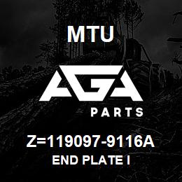 Z=119097-9116A MTU END PLATE I | AGA Parts