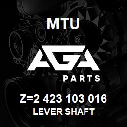 Z=2 423 103 016 MTU LEVER SHAFT | AGA Parts