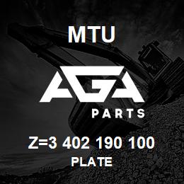 Z=3 402 190 100 MTU PLATE | AGA Parts