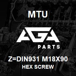 Z=DIN931 M18X90 MTU HEX SCREW | AGA Parts