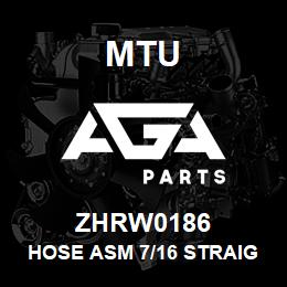 ZHRW0186 MTU HOSE ASM 7/16 STRAIGHT FEMALE + 7/16 45 | AGA Parts