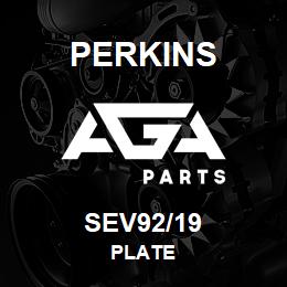 SEV92/19 Perkins PLATE | AGA Parts